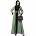 Polka dotted layered abaya- Green-Black Polka dotted layered abaya- Green-Black
